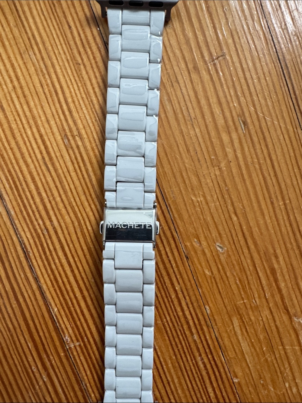 Machete Light Grey Link Apple Watch Band with Silver Accents